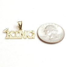 Load image into Gallery viewer, New 10k yellow Gold KING Crown word Pendant charm diamond cut fine jewelry 2g
