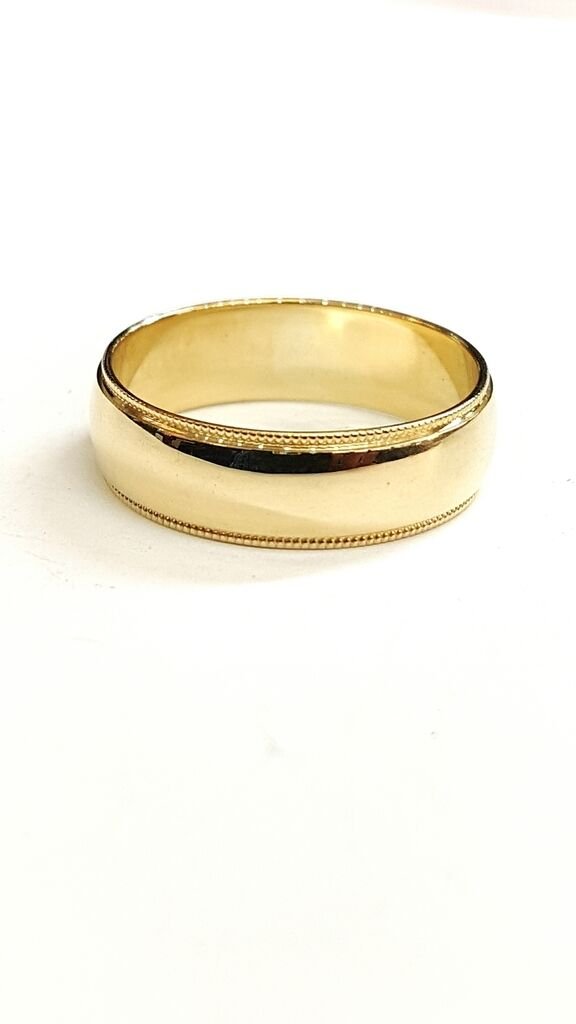 Men's Womens Solid 14K Yellow Gold Milgrain Wedding Band Comfort Fit 6MM Size 6