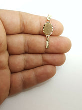 Load image into Gallery viewer, New 10k yellow gold tennis racket pendant fine sport gift jewelry unisex 0.9g
