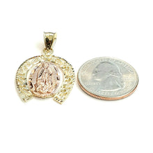 Load image into Gallery viewer, New 10k multi color Gold virgin horseshoe Pendant lucky fine jewelry unisex 3.2g
