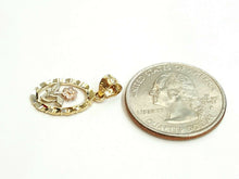 Load image into Gallery viewer, 14k tri color solid Gold oval flower Pendant charm fine women gift jewelry  1g
