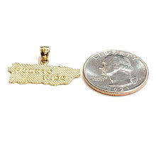 Load image into Gallery viewer, New 14k yellow gold Puerto Rico outline map pendant charm fine gift jewelry 2g
