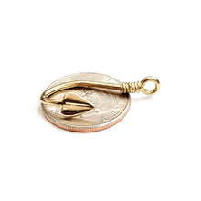 Load image into Gallery viewer, 14k Yellow Gold 3D fish hook Pendant slide charm fishing gift fine jewelry 2g

