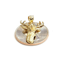 Load image into Gallery viewer, 14k yellow Gold deer buck male head Hunting Pendant charm gift  jewelry 1.9g
