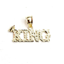 Load image into Gallery viewer, New 10k yellow Gold KING Crown word Pendant charm diamond cut fine jewelry 2g
