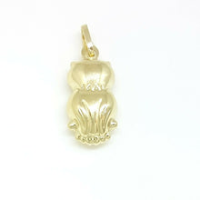 Load image into Gallery viewer, New 14k yellow gold 3D hollow owl full body pendant charm gift fine jewelry 1.5g
