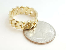 Load image into Gallery viewer, 14K solid Yellow Gold Cuban link Ring Band fine gift jewelry 9.3g 7.6MM size 9.5
