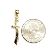 Load image into Gallery viewer, New 14k yellow Gold solid sword Machete Pendant charm gift fine jewelry 1.4g
