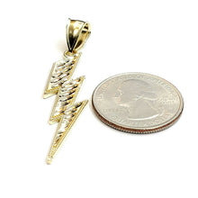 Load image into Gallery viewer, 10k yellow gold lightning bolt pendant charm fine gift jewelry diamond cut 2.4g
