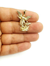 Load image into Gallery viewer, New 14k yellow gold saint Michael pendant charm fine religious gift jewelry 3.5g

