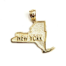 Load image into Gallery viewer, New 14k yellow gold New York outline map pendant charm gift fine jewelry 2.3g
