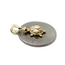 Load image into Gallery viewer, New 14k multi color gold turtle full body pendant charm gift fine jewelry 1.2g
