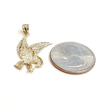 Load image into Gallery viewer, 14k yellow Gold eagle Pendant charm gift fine jewelry unisex diamond cut 2.2g
