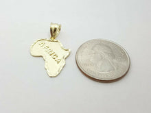 Load image into Gallery viewer, 10k yellow gold Africa continent outline map pendant charm fine gift unisex 1.7g
