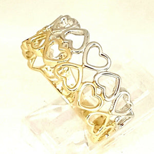 New 14k Gold woman's heart band ring two tone fine gift jewelry for women size 7