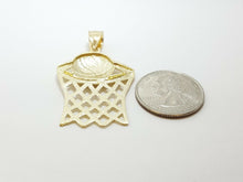 Load image into Gallery viewer, 10k yellow gold basketball net hoop pendant charm sport fine gift jewelry 4.9g
