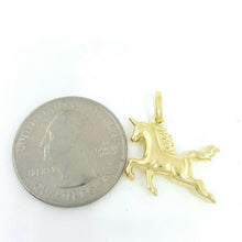 Load image into Gallery viewer, 14k yellow gold hollow unicorn full body 3D pendant charm fine gift jewelry 1.5g

