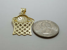 Load image into Gallery viewer, 10k yellow gold basketball net hoop pendant charm sport fine gift jewelry 2.7g
