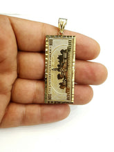 Load image into Gallery viewer, 14k yellow gold 100 dollar bill money lucky pendant charm fine jewelry 9.8g
