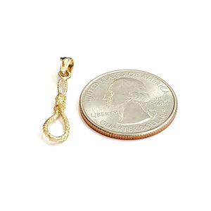 New 14k yellow Gold Noose rope 3D Pendant charm fine jewelry gift unisex 0.9g