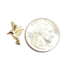 Load image into Gallery viewer, New 14k yellow Gold Tiny Solid Hummingbird Pendant charm gift fine jewelry 0.7g

