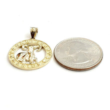Load image into Gallery viewer, 10k yellow solid Gold round Ram Aries Zodiac Sign Pendant fine jewelry 2.4g
