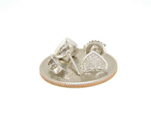 Load image into Gallery viewer, New 14k white Gold 0.22Ct Round Diamonds heart stud Earrings Push Back Fastening
