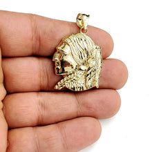 Load image into Gallery viewer, New 10k solid yellow Gold Chief face head Pendant diamond cut fine jewelry 4g
