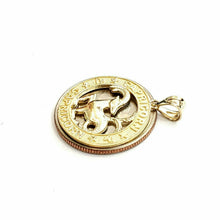 Load image into Gallery viewer, 10k yellow Gold round Capricorn Sea Goat zodiac Pendant charm fine jewelry 2.3g
