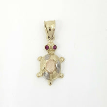 Load image into Gallery viewer, New 14k multi color gold turtle full body pendant charm gift fine jewelry 1.2g
