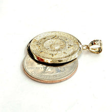 Load image into Gallery viewer, 14k yellow solid Gold Aztec Mayan sun calendar Azteca pendant jewelry 1.02" 3.6g
