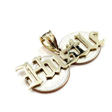 Load image into Gallery viewer, New 10k yellow Gold Hustle word Pendant charm polished shiny fine jewelry 6.3g
