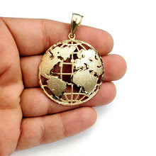 Load image into Gallery viewer, New 10k yellow gold round globe planet earth world map pendant jewelry 1.61" 9g
