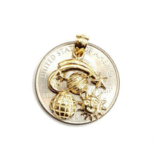 Load image into Gallery viewer, 14k yellow gold sun moon shooting star planets pendant charm fine jewelry 2.1g
