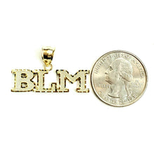 Load image into Gallery viewer, New 10k yellow gold BLM black lives matter pendant charm fine gift unisex 2.5g
