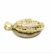 Load image into Gallery viewer, New 14k Gold two tone oval saint Jude juda Pendant charm cubic zirconia 2.9g
