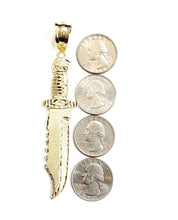 Load image into Gallery viewer, 10k yellow Gold dagger Big knife Pendant charm fine gift jewelry for men 8.6g
