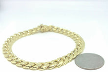 Load image into Gallery viewer, New 10K yellow gold 9mm hollow Cuban Miami bracelet Fine gift jewelry 9&quot; 20.9g
