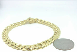 New 10K yellow gold 9mm hollow Cuban Miami bracelet Fine gift jewelry 9" 20.9g