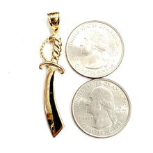 Load image into Gallery viewer, New 14k yellow Gold solid sword Machete Pendant charm gift fine jewelry 3.2g

