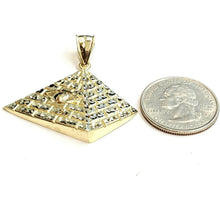 Load image into Gallery viewer, 10k yellow solid Gold Egyptian pyramid eye Pendant diamond cut fine jewelry 6.4g
