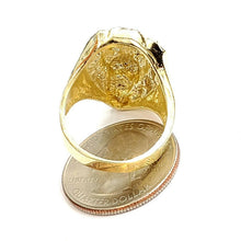 Load image into Gallery viewer, New 10k yellow gold lion head zodiac Leo men's Ring diamond cut jewelry Size 9.5
