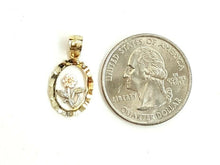 Load image into Gallery viewer, 14k tri color solid Gold oval flower Pendant charm fine women gift jewelry  1g
