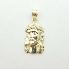 Load image into Gallery viewer, 10k yellow gold jesus face head pendant charm fine religious jewelry unisex 1.6g
