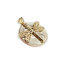 Load image into Gallery viewer, New 14k yellow gold dragonfly Pendant charm gift fine jewelry 1.7g
