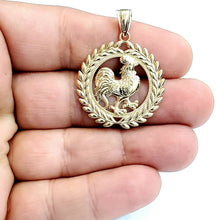 Load image into Gallery viewer, 14k yellow Gold rooster chicken bird Pendant charm diamond cut fine jewelry 3.8g
