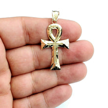Load image into Gallery viewer, 10k yellow gold Egyptian ankh cross pendant charm fine religious jewelry 2.3g
