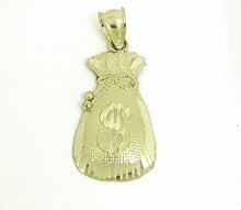 Load image into Gallery viewer, 10k yellow gold dollar sign money bag lucky pendant charm fine gift jewelry 2g
