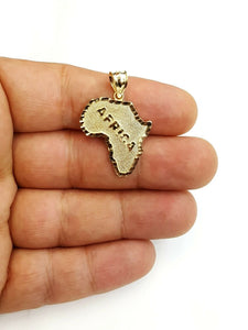 10k yellow gold Africa continent outline map pendant charm fine gift unisex 2.7g