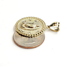 Load image into Gallery viewer, 10k yellow gold round virgin Guadalupe Pendant fine religious jewelry 0.97" 3.7g

